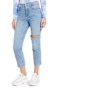 Topshop raw hem straight leg jeans. Size 28. Worn once!